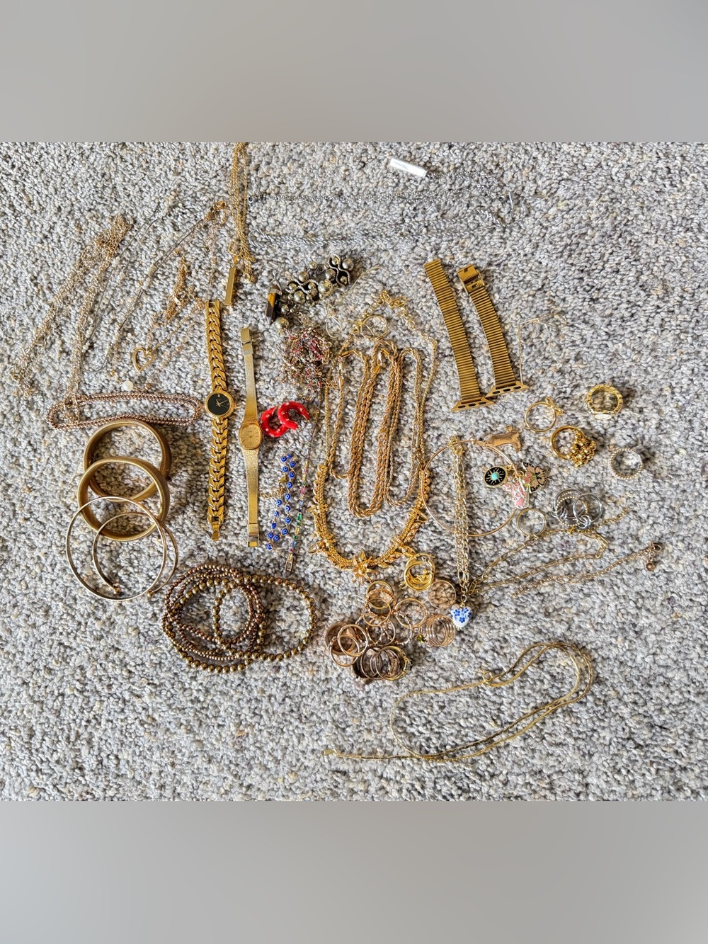 Gold-Tone Mixed Women's Jewelry Lot - Necklaces, Bracelets, Rings & Earrings